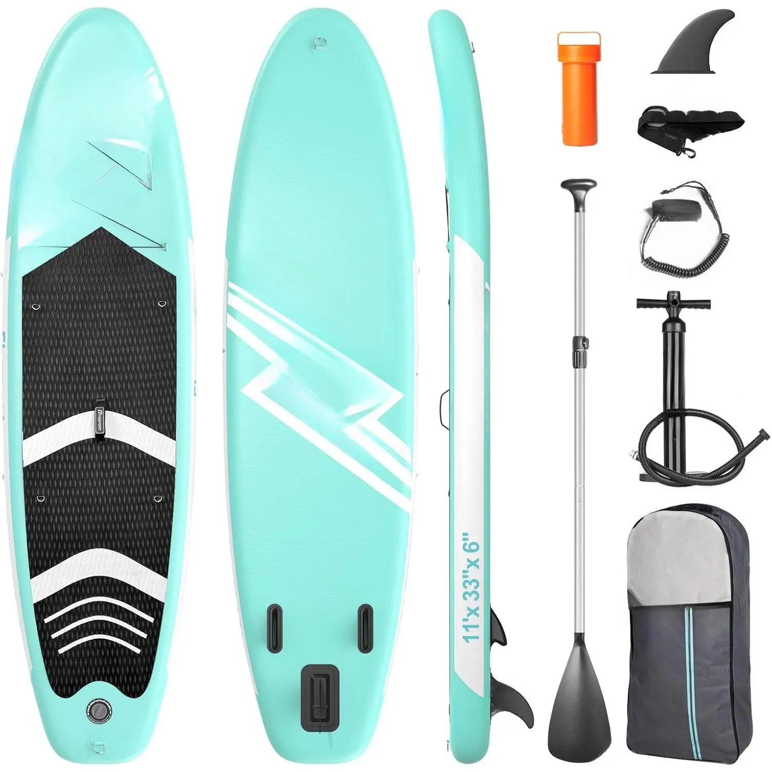11' Premium Lightweight Stand Up Paddle Board - Yoga, Fishing, Cruising, Sightseeing SUP with Accessories, Carry Bag, Non-Slip Deck, Leash, Paddle, Pump for Adults (Wide Stance, Surf Control), Sup Accessories, 11' Long