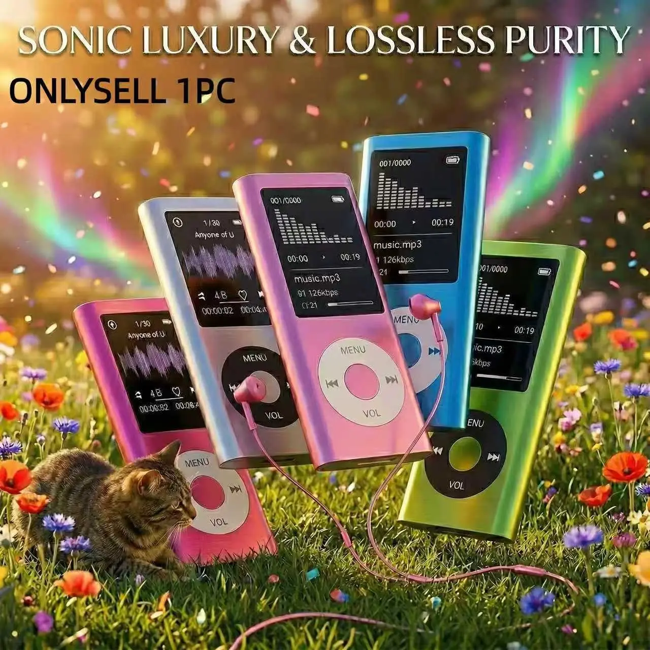 Portable Mp3/mp4 Player with LCD Screen, Lossless Audio Music Player, Ideal for Music, Reading, Travel, Offline Use, Student Gift, 8GB Memory Card Included