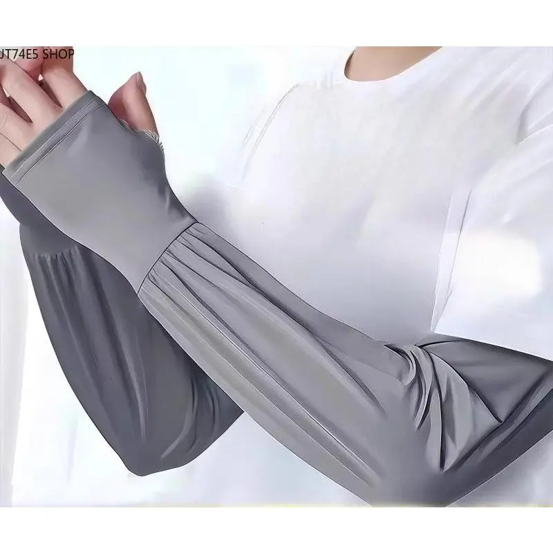 Men's Oversized Wide Long Ice Silk Sun Sleeves - Pull-On Synthetic UV-Block Arm Guards for Summer Outdoor Driving, Fishing, Arm Sleeves Cover, Cooling Protective Sleeves