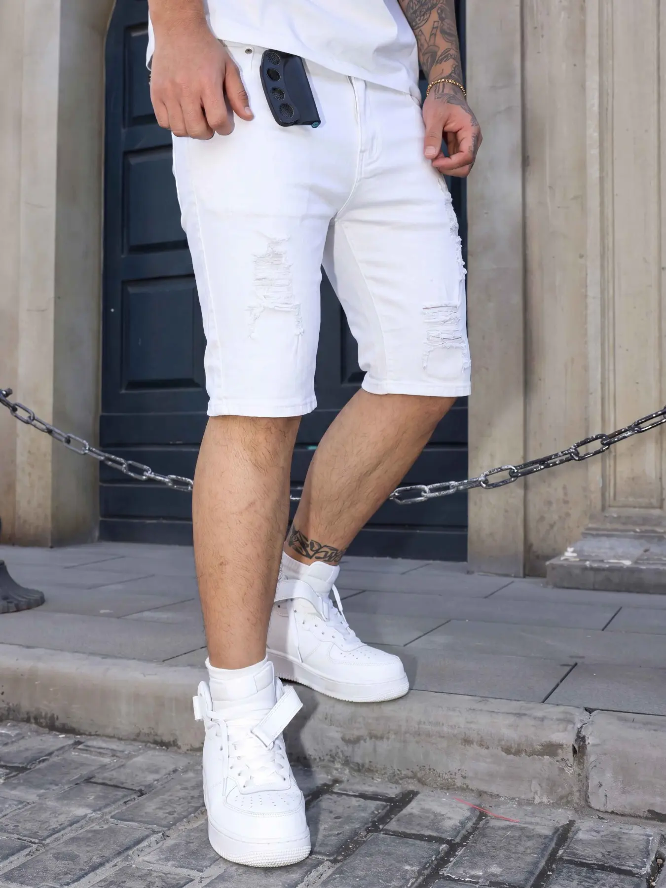 Men's Elastic Slim Fit Jeans Shorts, Trendy Fashion, Simple Versatile, Multi-Process Design, Suitable for Daily Wear, Fashion Fitted Casual