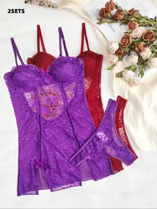 Christmas Sexy Women's Sleepwear Set, Fitted Plain Nightgown with Underwear, All Seasons Thin Fabric, Two-Piece women's clothes,outfits inspo,lacy,aesthetic,pretty,outfit ideas chica under women's clothing