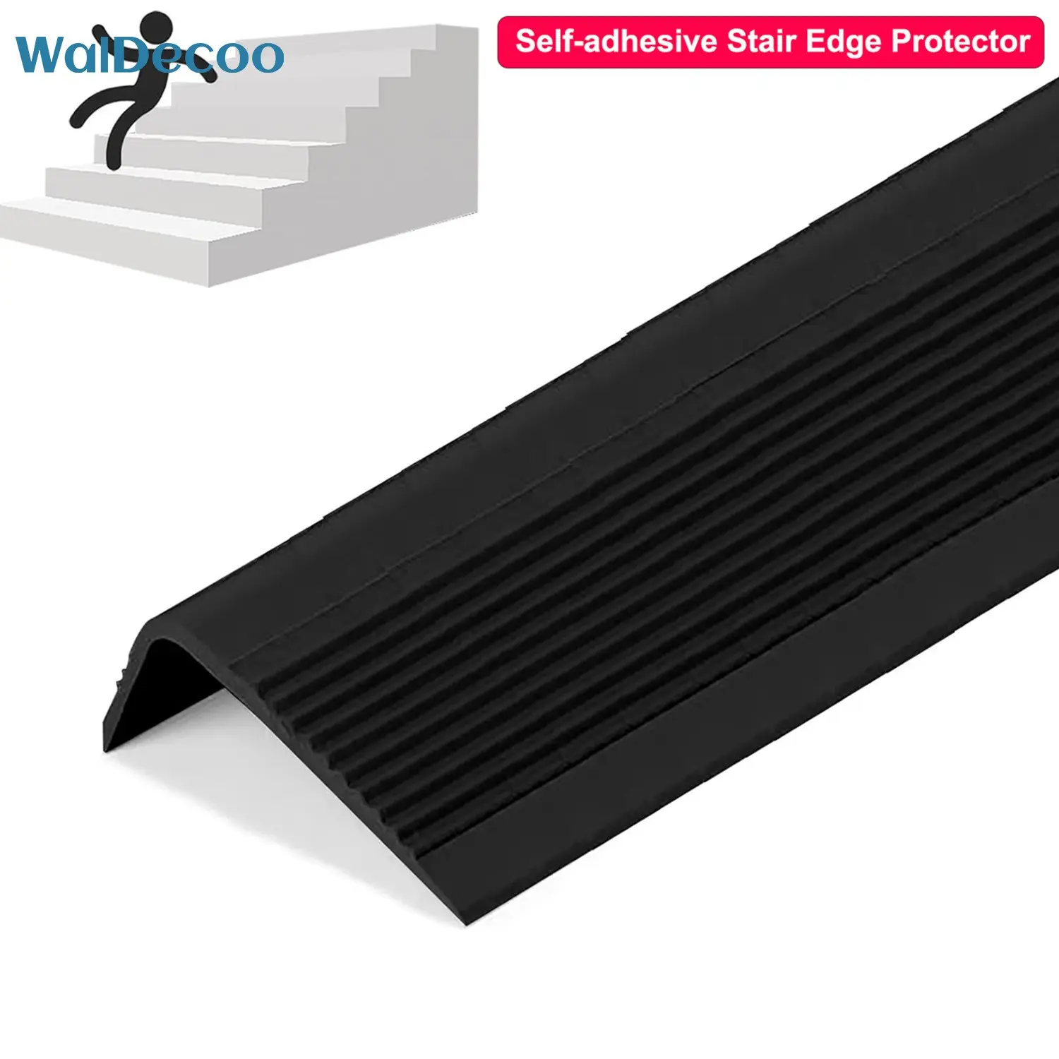 L-shaped Anti Slip Strip, 1 Count Self Adhesive Stairs Anti-collision Protection Strip, PVC Wrapped Corner Pressure Edge Strip, Stairs Anti-slip Strip Protector for Home Interior