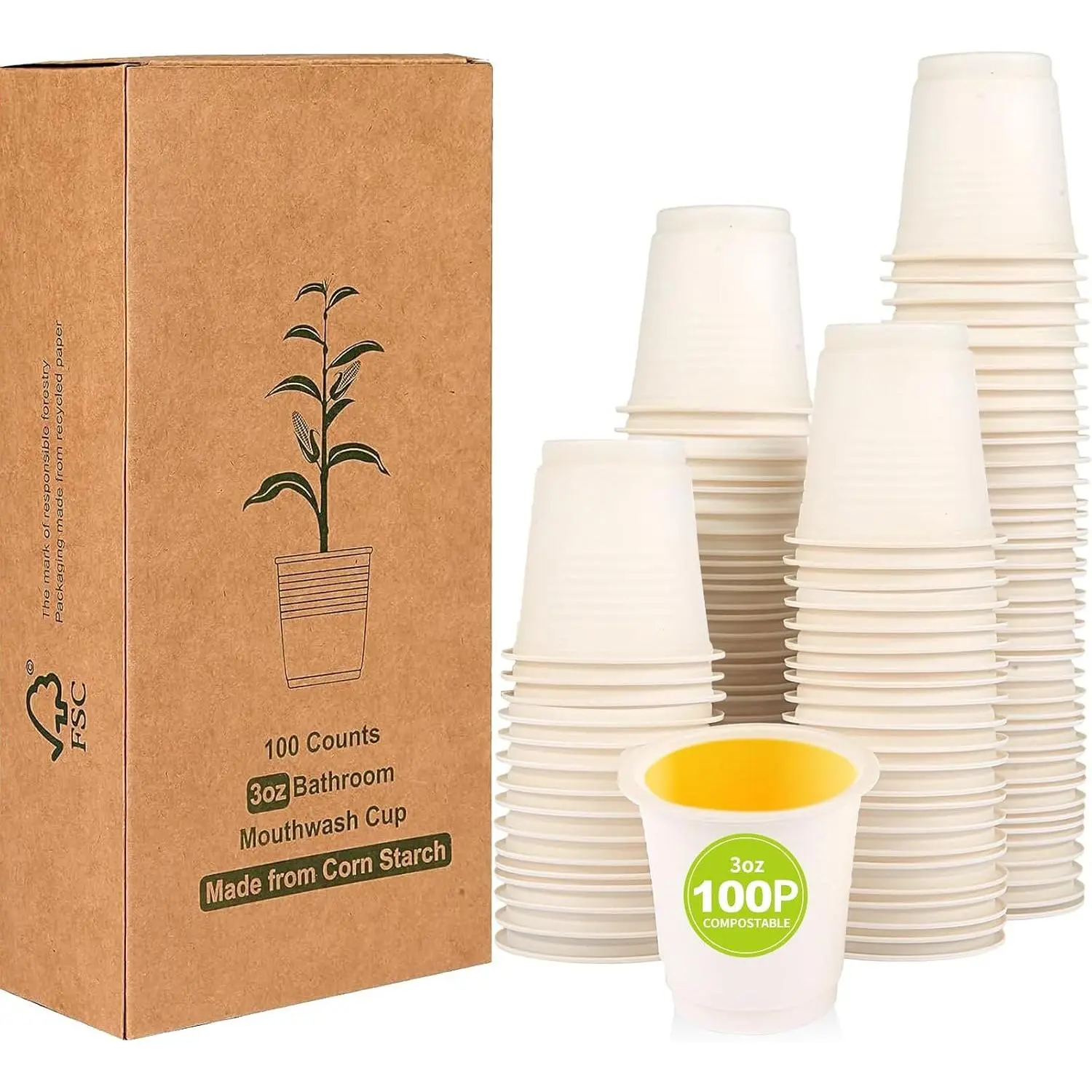 3 oz  Based Disposable Bathroom Mouthwash&Rinse Cups,100pcs Small Snack Cups for ,Mini Drinking Cups for Party,Office, Picnic, BBQ