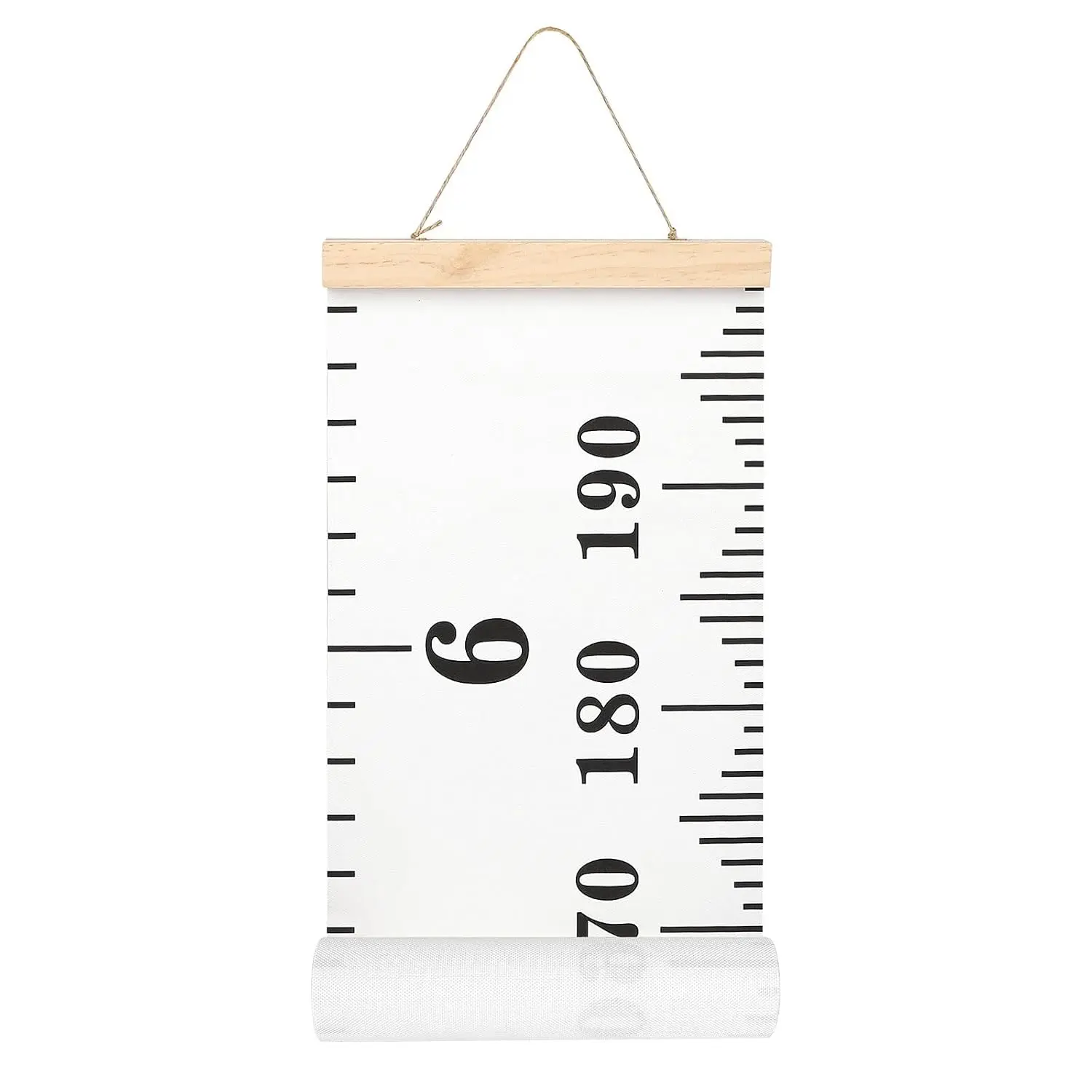 Kids Room Removable Rope Height Chart for Kids - 79"x7.9" Modern Minimalist Height Tracking Decorative Sticker with Space Cartoons (Black & White)
