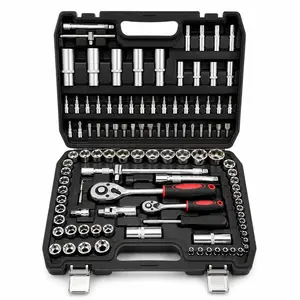 108-piece socket wrench tool set with  bits, suitable for home auto repair torque multiplier handle ratchet drive easter gift universal screwdriver