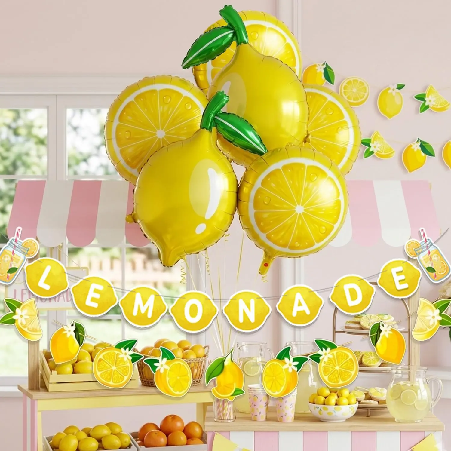 Lemonade Decorations Party Kit with Lemon Balloons and Lemonade Banner, Lemon Party Supplies for Lemonade Stand Decor, Summer Birthday, Baby Shower, Graduation Party Decorations