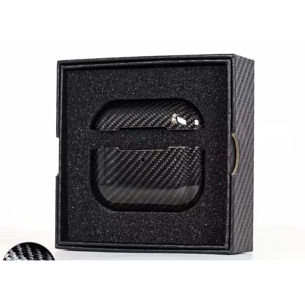 Forged Carbon Fiber Earbuds Case for Men, Business Twill Texture Slim Fit Shockproof Accessory, Wireless Charging Compatible, Protection, Durable, Port, Handheld