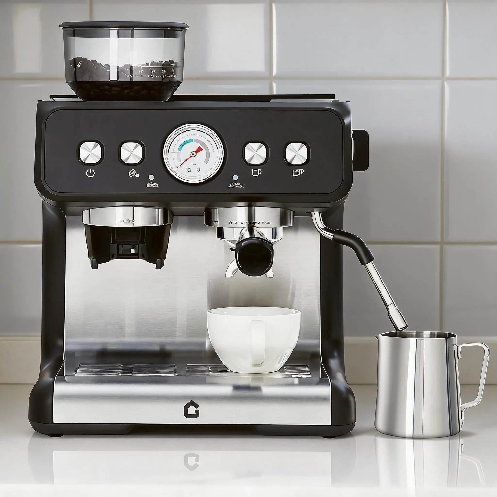 【GARVEE】Espresso Machine 20 Bar, Semi-Automatic Coffee Maker with Milk Frother Steam Wand, Built-in 30-Setting Conical Burr Grinder, 51 oz Removable Water Tank for Cappuccino, Latte, Home, 1350W