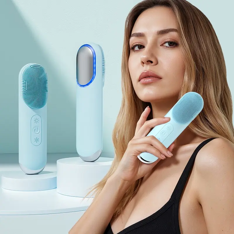 Heating Vibration Facial Cleanser Brush, Multi-Speed Electric Silicone Face Brush, Gentle Exfoliation, Deep Cleaning, Unisex, Face Wash Brush