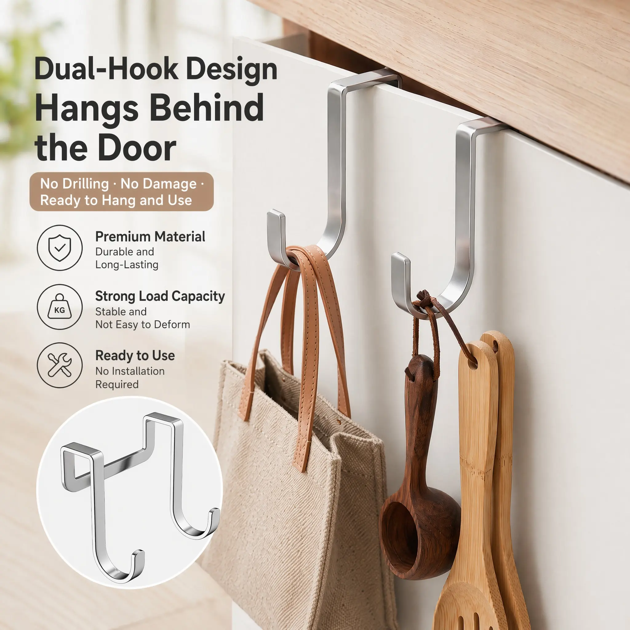 Multifunctional Double Hooks (5 & 10 PCS) - Durable Home Organizer for Bathroom, Dormitory Storage - Easy to Install Door & Cabinet Hooks - YY1