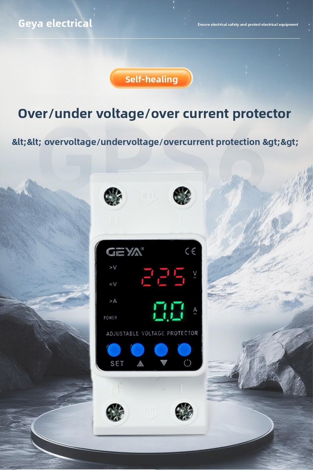 63A 2P Smart Voltage Protector, 110V/220V Adjustable Over/Under Voltage Relay with Energy Monitoring, Power Metering & Auto-Reset