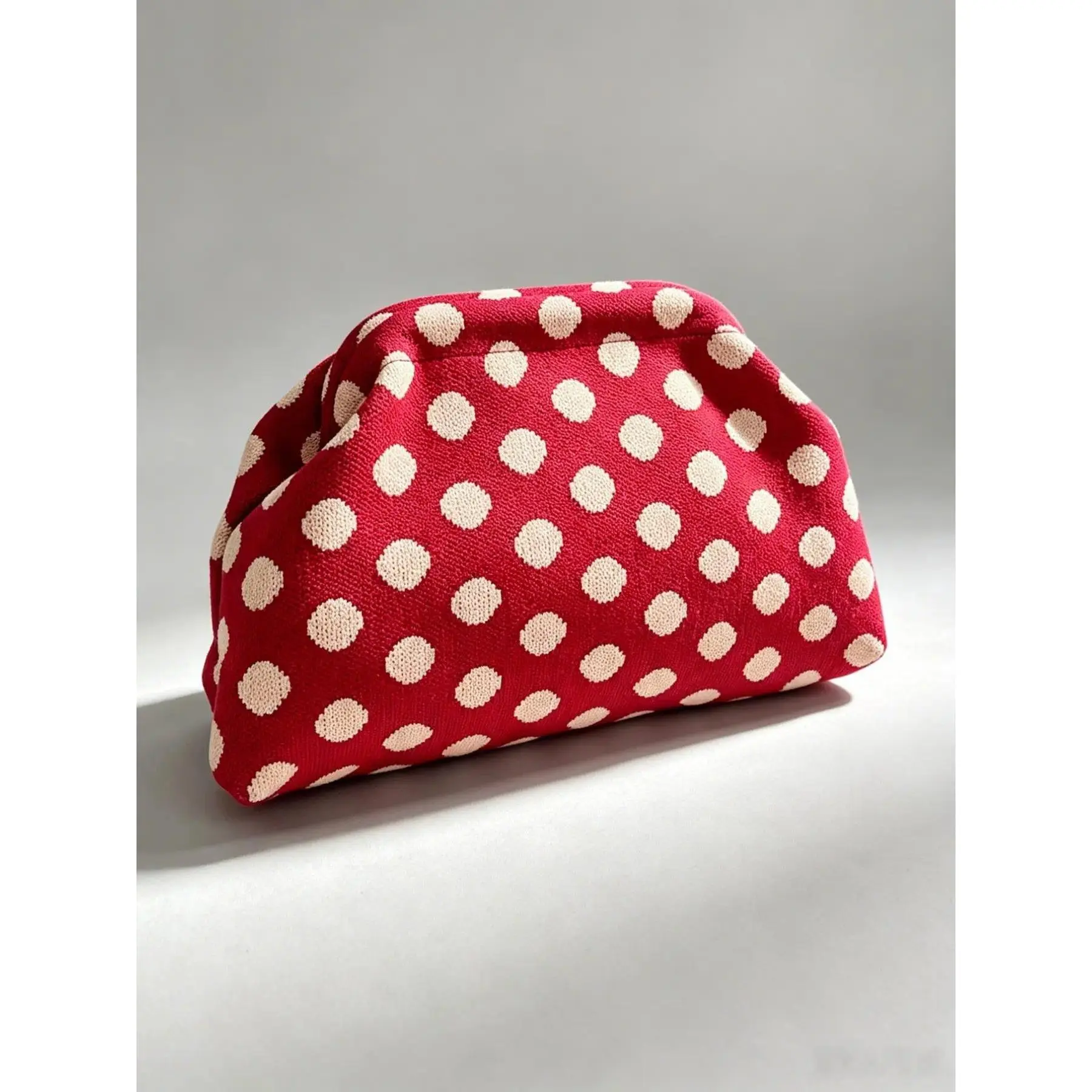 Women's PU Leather Knitted Striped Makeup Organizer Pouch - Large Capacity Cloud Pattern Cosmetic Bag, Versatile Casual PVC Year-Round Fashion Accessory