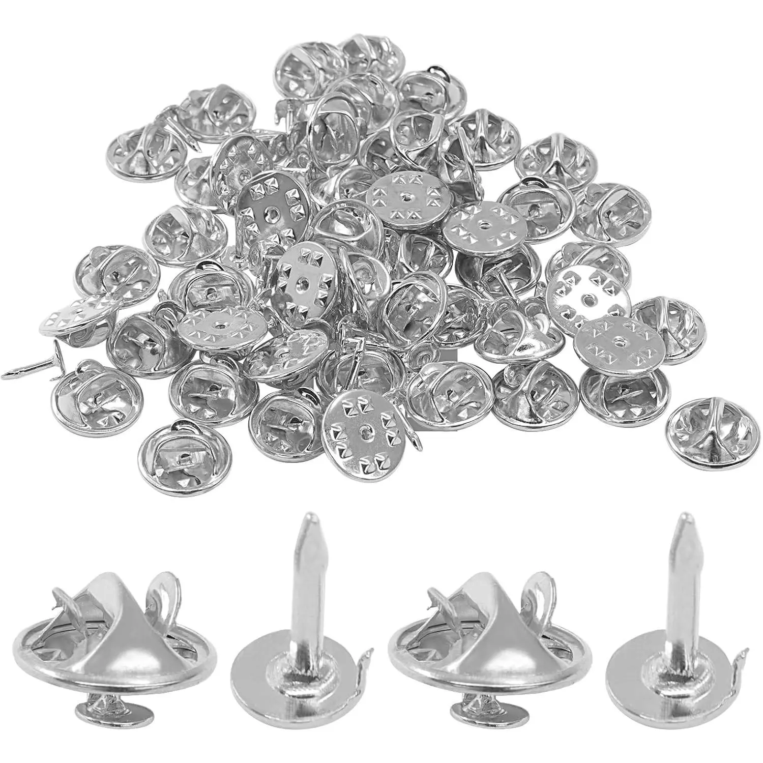 Women's Craft & Jewelry Parts - 50 Pairs Silver Locking Butterfly Shape Pin Backs, Replacement Tie Tack Brooch Keepers for Craft Projects, Locking Backs