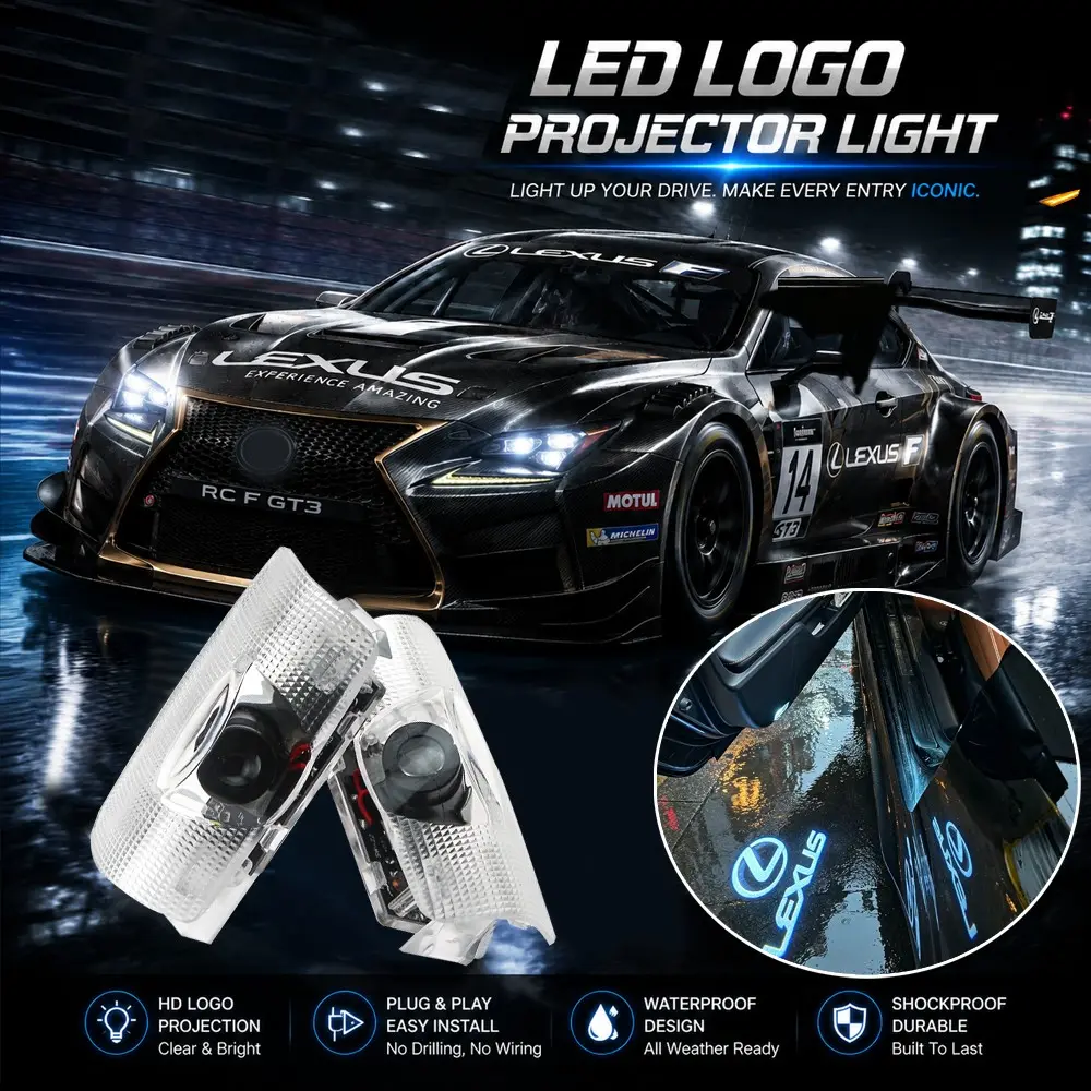 2PCS Car Door LED Welcome Light, Vehicle Welcome Light, Car Decorative Light | HD Door Logo Projector Lights For Lexus LS ES IS LX RX GS GX RC UX200 HD Clear Projection Constant Current Bright & Waterproof 2-Min Install | Welcome Ambience Upgrade!