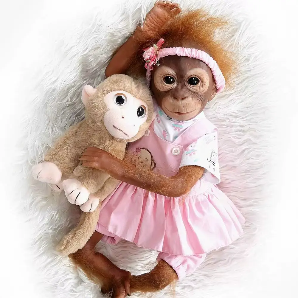 50cm Lifelike Monkey Doll Silicone Vinyl Reborn Baby Ape Newborn Like Real Orang monkey only
