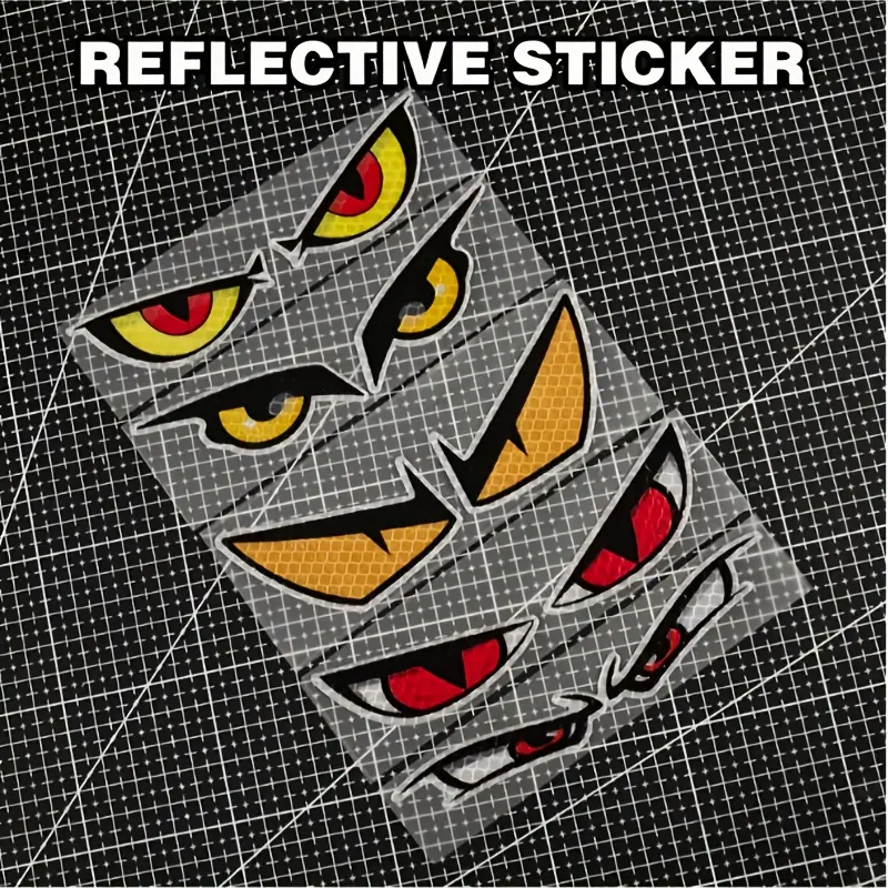 Luminous Reflective Cat's Eye Sticker - Suitable for Cars, Motorcycles, Bicycles and Helmets | Durable PVC Anti-Tear Safe Driving Warning Sticker Reflective Stickers