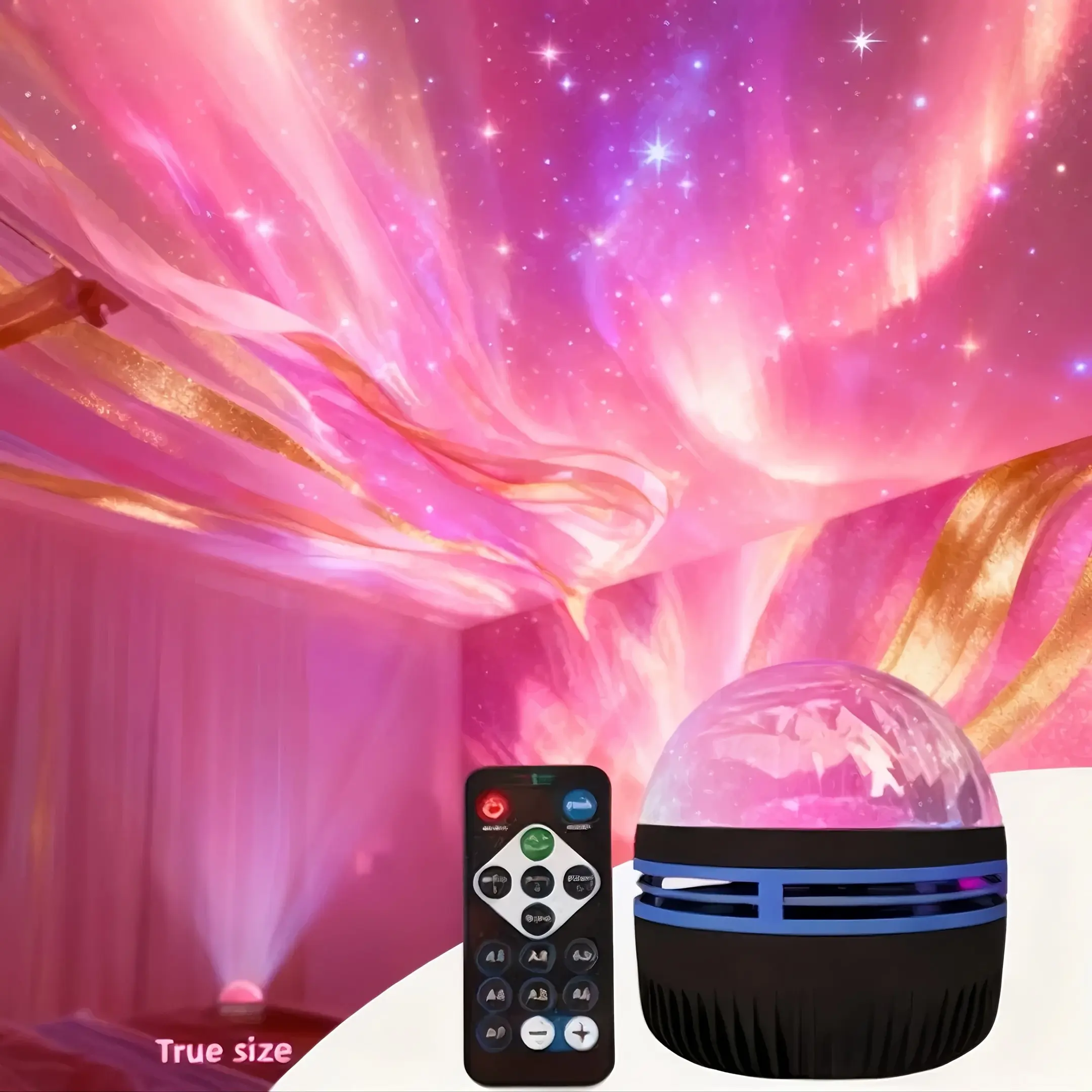 Starlight Aurora Projector Lamp, 360° Ceiling Projection LED Mood Light, USB Powered Bedroom/living Room Night Light, Adjustable Atmosphere Lighting, Remote, LED Ambient Lighting