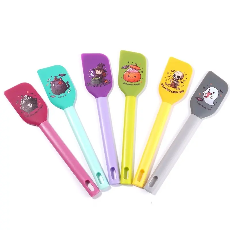 Halloween baking silicone spatula, non-stick cake and cream scraper, high-temperature resistant multifunctional baking spreader, ghost, pumpkin, skull, and witch pattern – a great gift for baking
