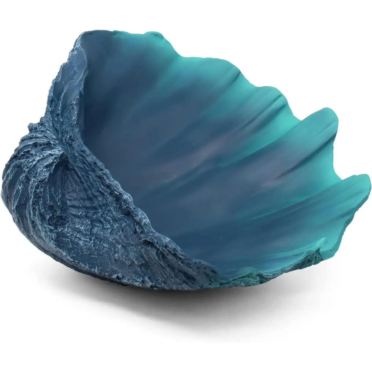 Large Caribbean Blue-Aqua Sea Shells Decorative Bowl Resin Clam Shell Bowl Beach Decorations for Home Coastal Beach Decor Decoration Storage Bowls&Home Office Nautical Themed Party Decor-10.2"-1PC