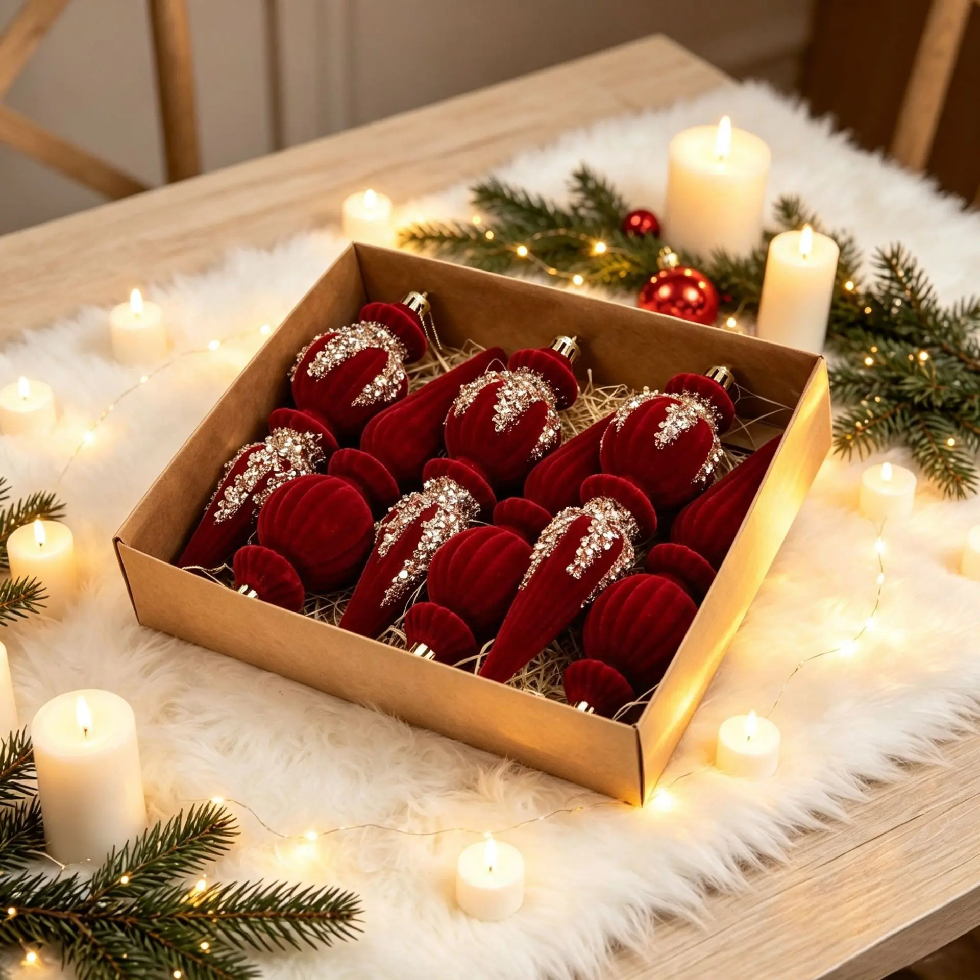 6-Pack Christmas Party Decorations, Vintage Odd-Shaped Ornament Hanging Kit, Indoor Outdoor Holiday Gift for All Seasons