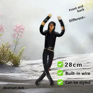 28cm Michael Jackson Abstract Bendable Plush Doll Built-in Wire Skeleton Poseable Figure Double Sided Print Stuffed Toy Collectible Gift For Pop Music Fans Home Decor
