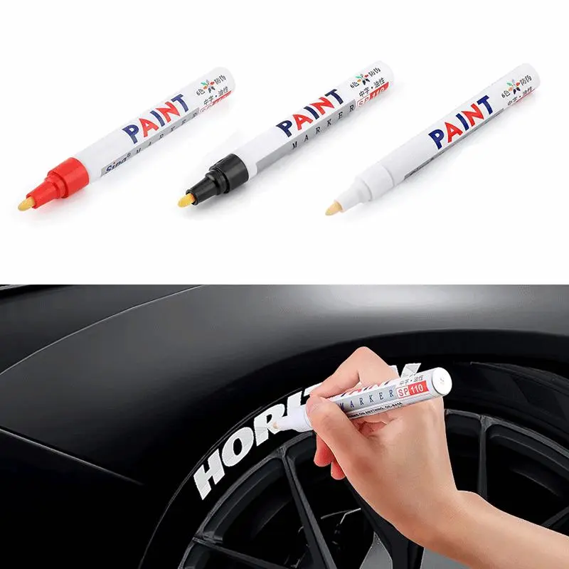 2pcs Car Paint Pen Waterproof Car Wheel Tire Oily Painting Mark Pen Auto Rubber Tyre Tread CD Metal Permanent Paint Marker