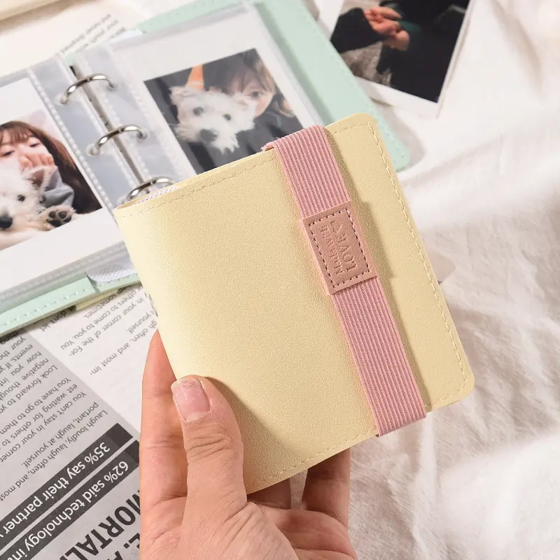 Cute Korean-style PU leather loose-leaf photo album, single-pocket binder, portable idol trading card collection folder, Photocards Binder for fans, Picture Album