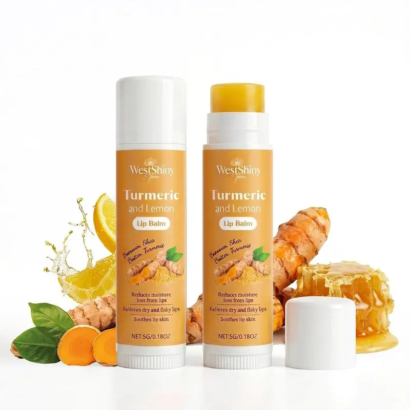 2pcs Lemon Turmeric Lip Balm To Lip Lightening Dark Lips, Balmnourishes Dry, Cracked Lips - For Smokers Lips