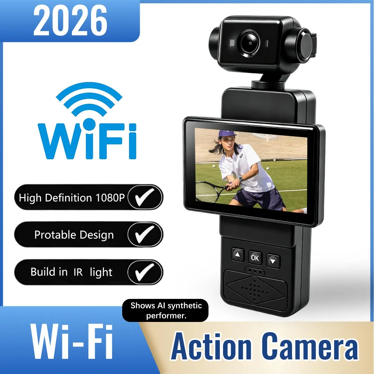 Mini Body Camera with 90° Flip Screen & 270° Rotatable Lens, Small POV Cam with Audio & Video Recording, Wearable Portable HD Long Battery Camcorder for Vlogging, Travel & Daily Life Recording, Pocket Camera