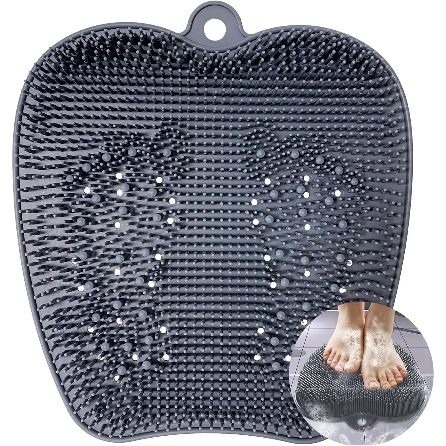Extra Thicker & Larger Foot Scrubber Mat for Shower, Silicone Back Body Exfoliator Massager Cleaner Washer with Non Slip Suction Cup, Exfoliating Scrub Brush Pad for Women Men Elderly
