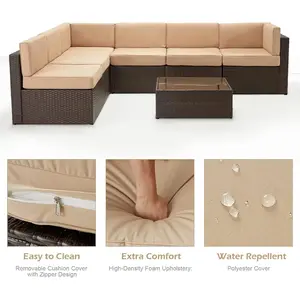 [2/3 packages shipping] AECOJOY 7 Pieces Outdoor Patio Furniture Set, Outdoor Sectional Conversation Furniture Chair with Coffee Table,Patio Sectional for Garden,Backyard