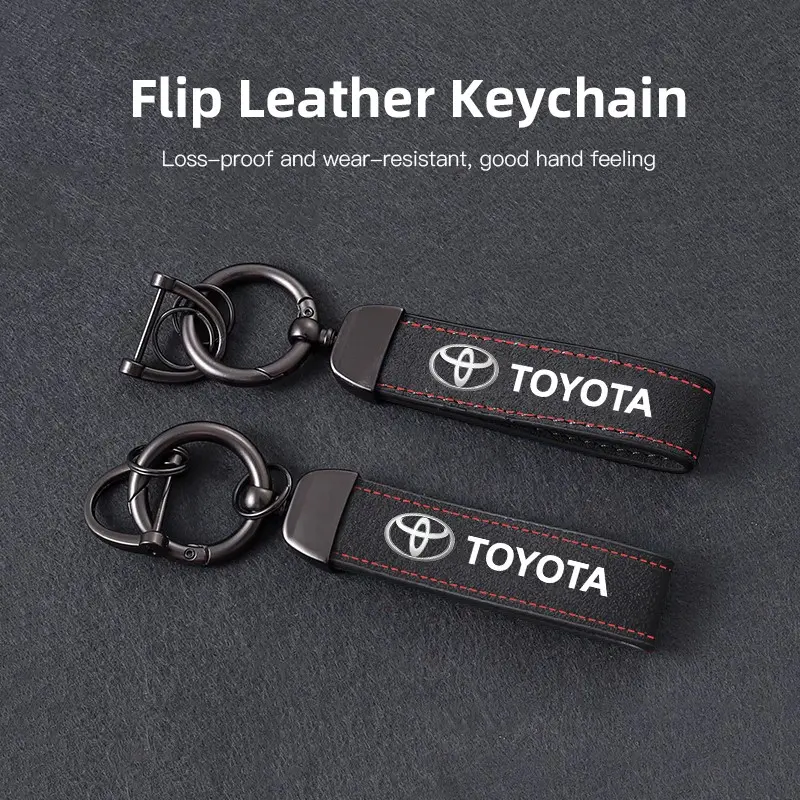 Practical Suede Leather Car Key Chain MetalUniversal Keychain Car Key Ring Auto For Toyota 86 Corolla Camry Yaris Supra RAV4 Land Cruiser Prado 4Runner Hilux Prius bZ4X Sequoia Tundra Agya Highlander Urban Cruiser Mirai AQUA Fortuner VENZA Aygo Tacoma Har