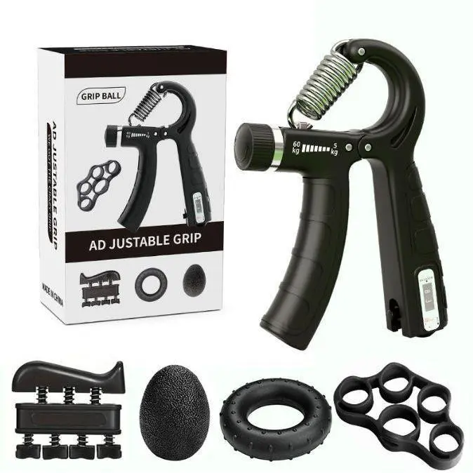 5-Piece Grip Strengthener Kit, Professional Athletic Gear for Forearm Grip Training, Includes Adjustable Gripper, Finger Exerciser & Stress Ball for Athletes, Unisex, Adjustable Size, Fits Fingers, Five-Pieces