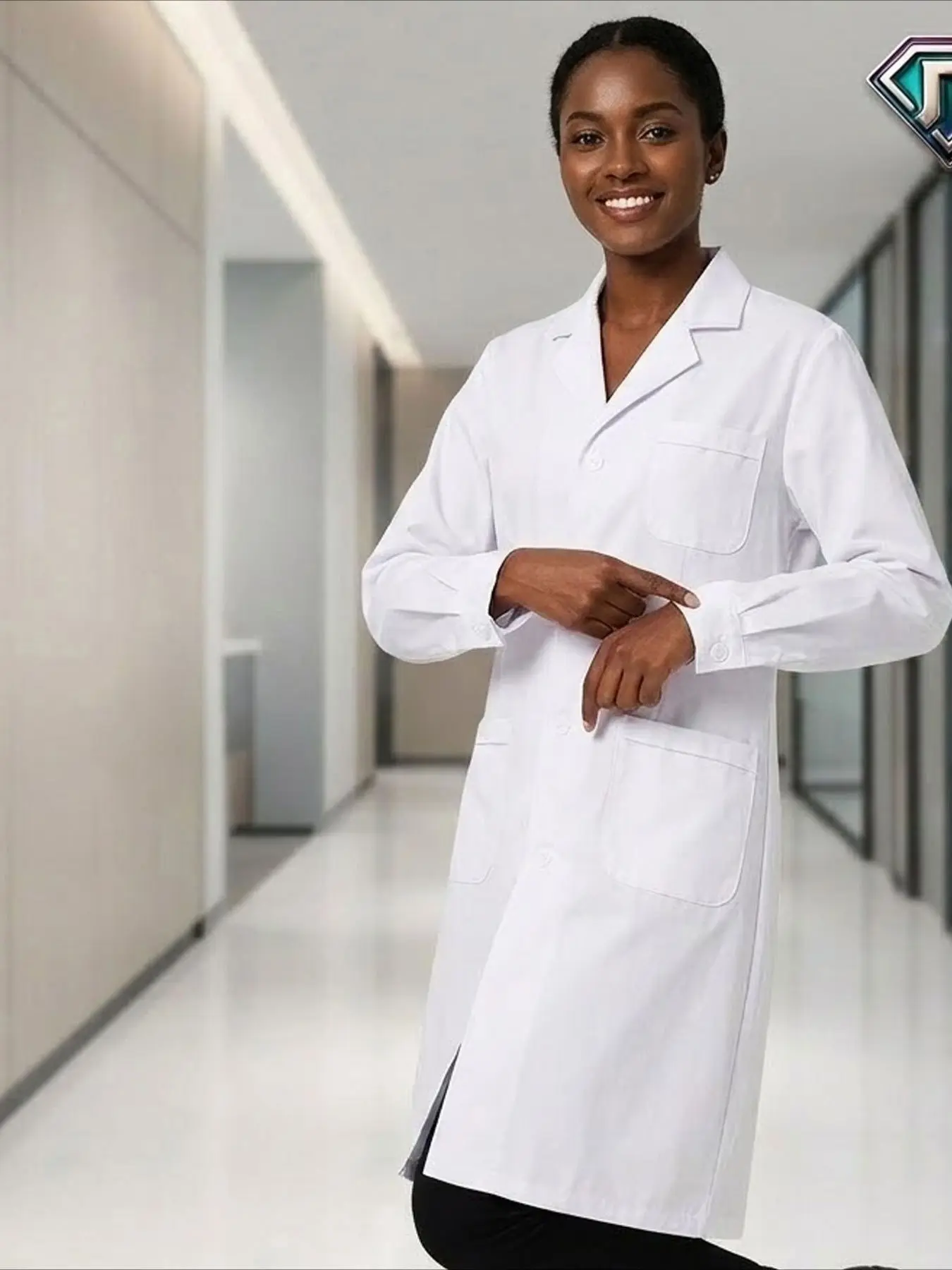Lab Coat Cosplay Costume Solid Breathable Single Breasted White Doctor Work Coat