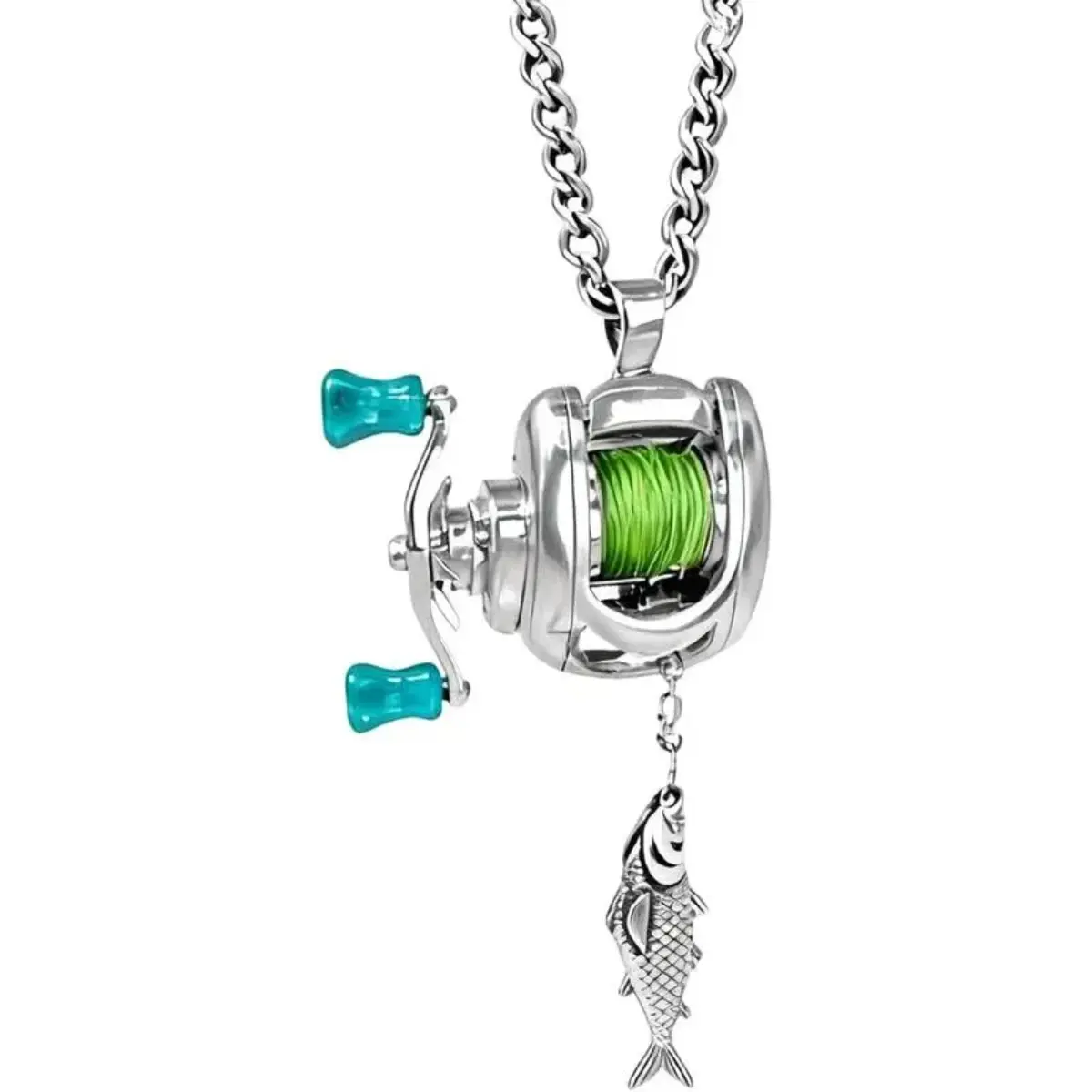 Pendant Necklace & Men's Pendant – Miniature Mechanical Ensemble & Interactive Gear Motif, Viral TikTok Novelty Trend & Tactile Tech-Core Aesthetic, Lightweight Functional Handle & Moving Guide Accessory for Gift for Him, Fishing Enthusiast, Everyday Stat