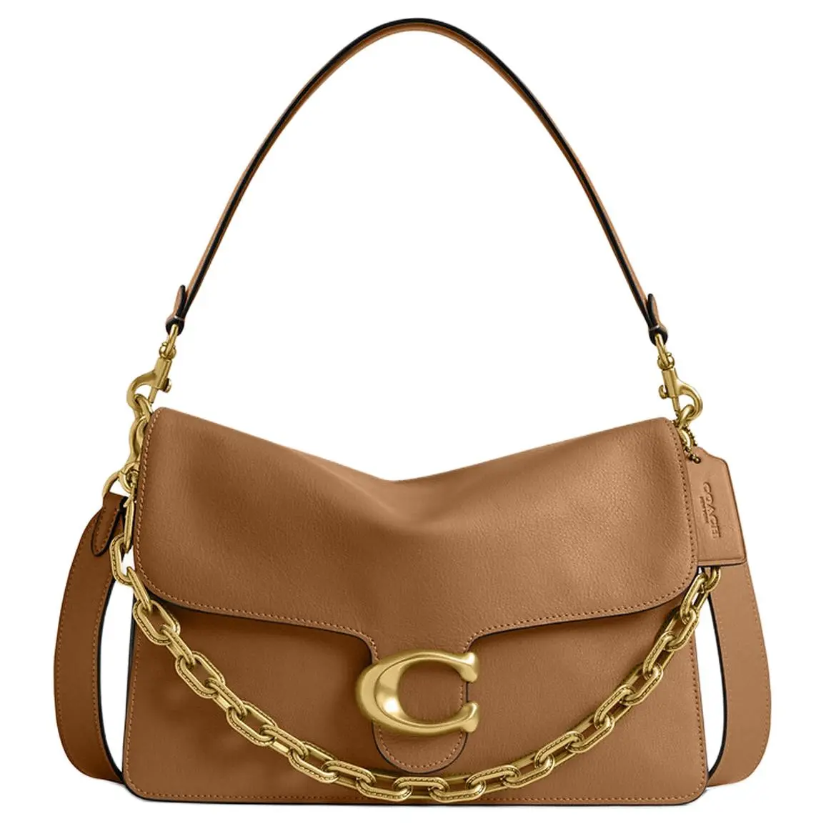 COACH Tabby 30 Crossbody Bag for Women – Gold-Tone Logo, Genuine Leather, Honey Brown