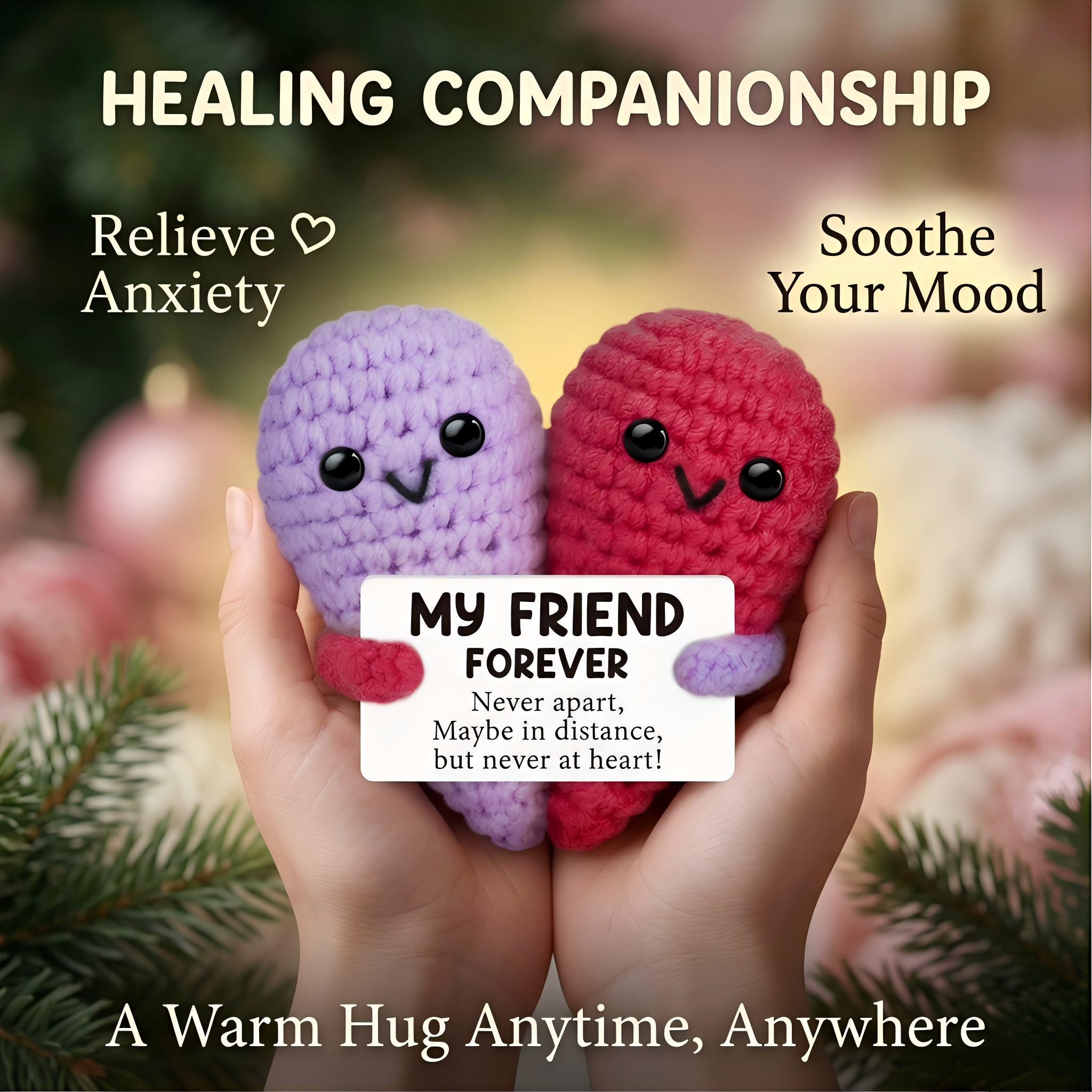 Cute Handmade Crochet Heart Emotional Support Plush, Soft Skin-Friendly Cotton Yarn Stress Relief Decor, Birthday Gifts for Women Men, Bestie Friendship Gifts, Easter Basket Stuffers, Mother's Day, Graduation, Teacher Appreciation & Going Away Gift