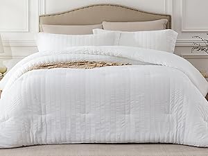 SkyBlue Twin/Twin XL Comforter Set - 2 Pieces Seersucker Lightweight Bedding Comforter Sets (1 Soft Comforter & 1 Pillowcase) - All Cozy Bed Sets for Men