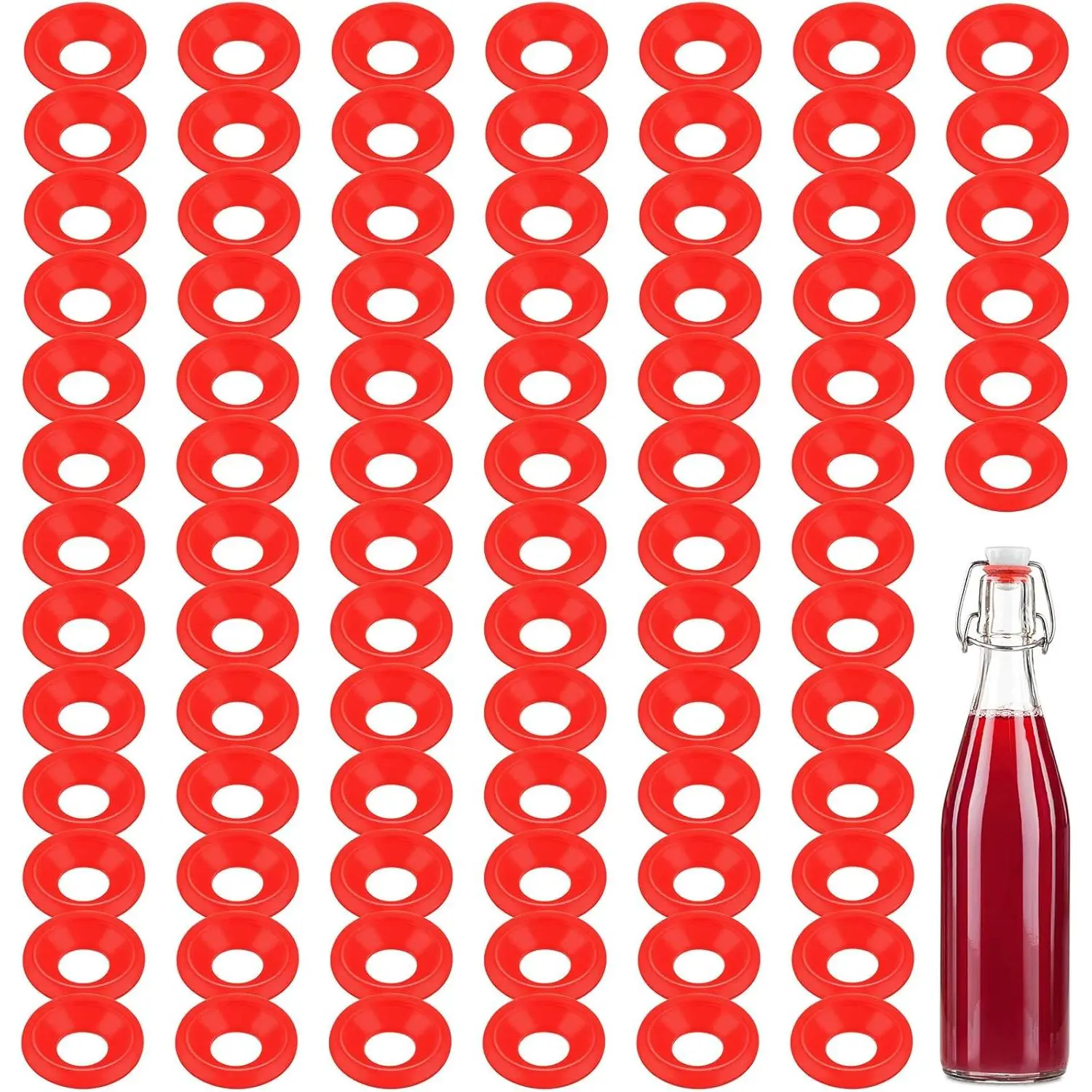 70 Pieces Silicone Rubber Gaskets Washer for Swing Flip Bottles Swing Top Washers Leak-proof Seals Compatible with Grolsch Bottle Home Brew Beer Soda Bottle Sealing Use