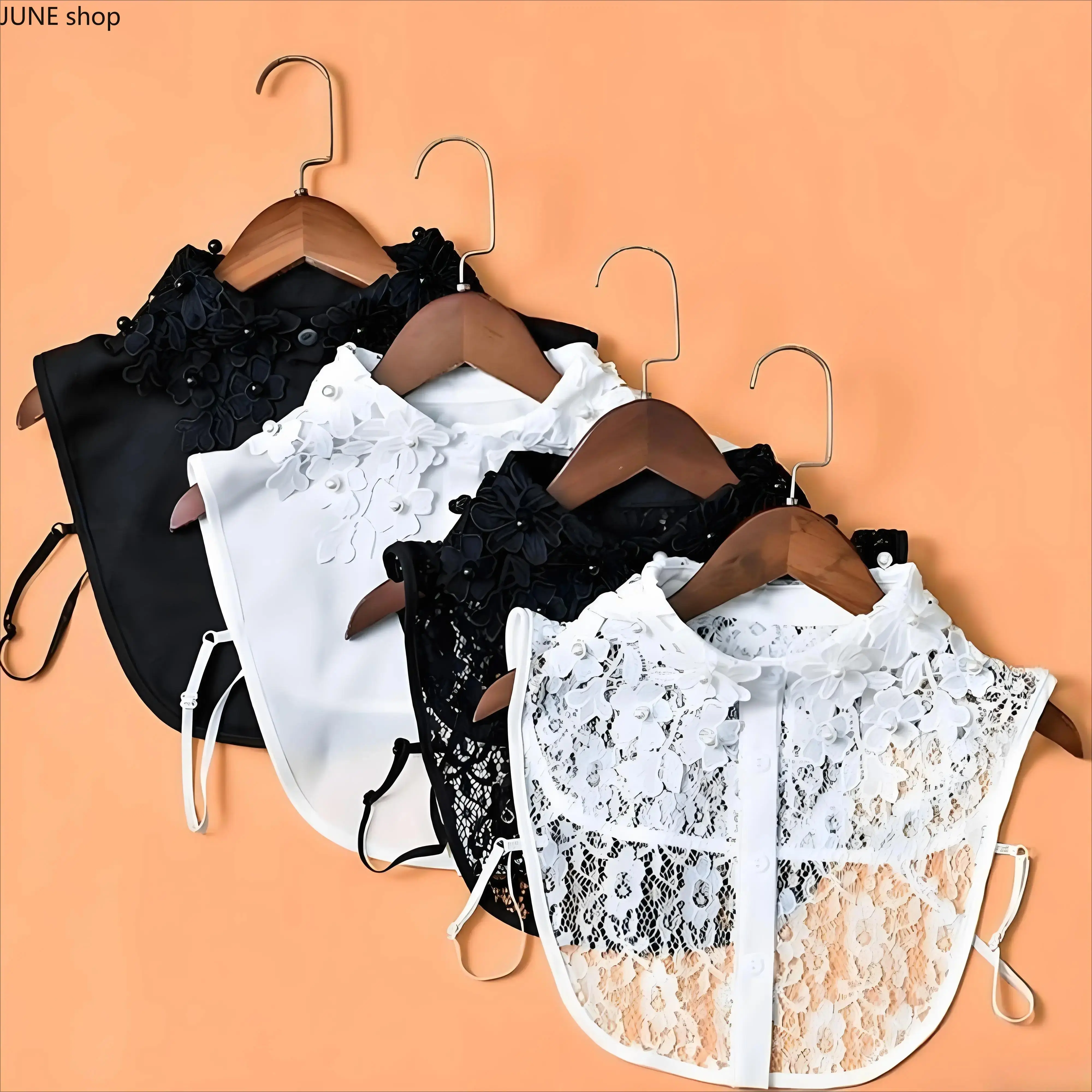 Elegant Floral Embroidery Beaded Detachable Lace Dickey Collar For Women, Secure Fastener Layering Accessory, One Size Fits Ideal For Sweater, Jacket And Daily Outfit Styling