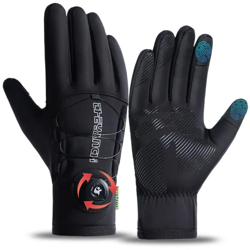 1 Pair Cycling Winter Non Slip Gloves for Cold Weather Unisex Thermal Fleece Lined Full Touch Screen Anti Slip Palm Adjustable Wrist System For Road Bike Mountain Biking Running Driving