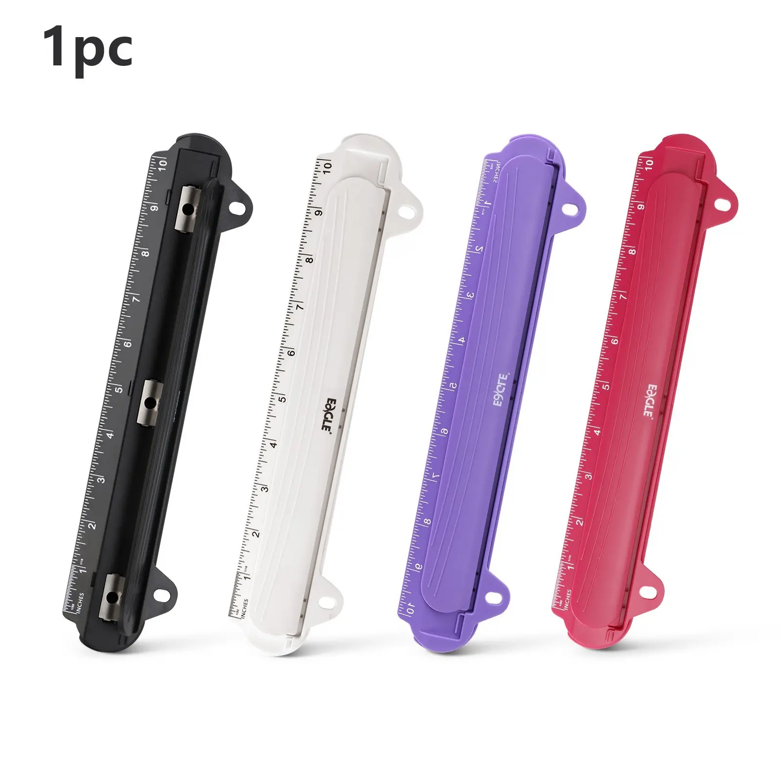 3-Hole Puncher with Inch Ruler, Standard Hole Spacing for A4, Ideal for Engineering Drawings, Ring Binder Punching
