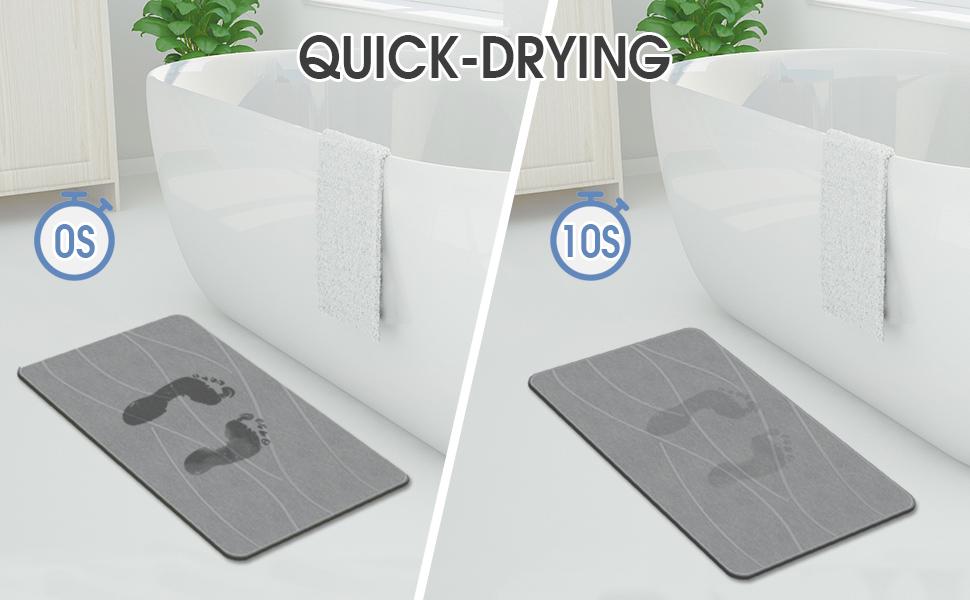 Stone Bath Mat Diatomaceous Earth Shower Mat Non-Slip Super Absorbent Diatomite Stone Bath Mats for Bathroom Floor Quick Drying Natural Easy to Clean