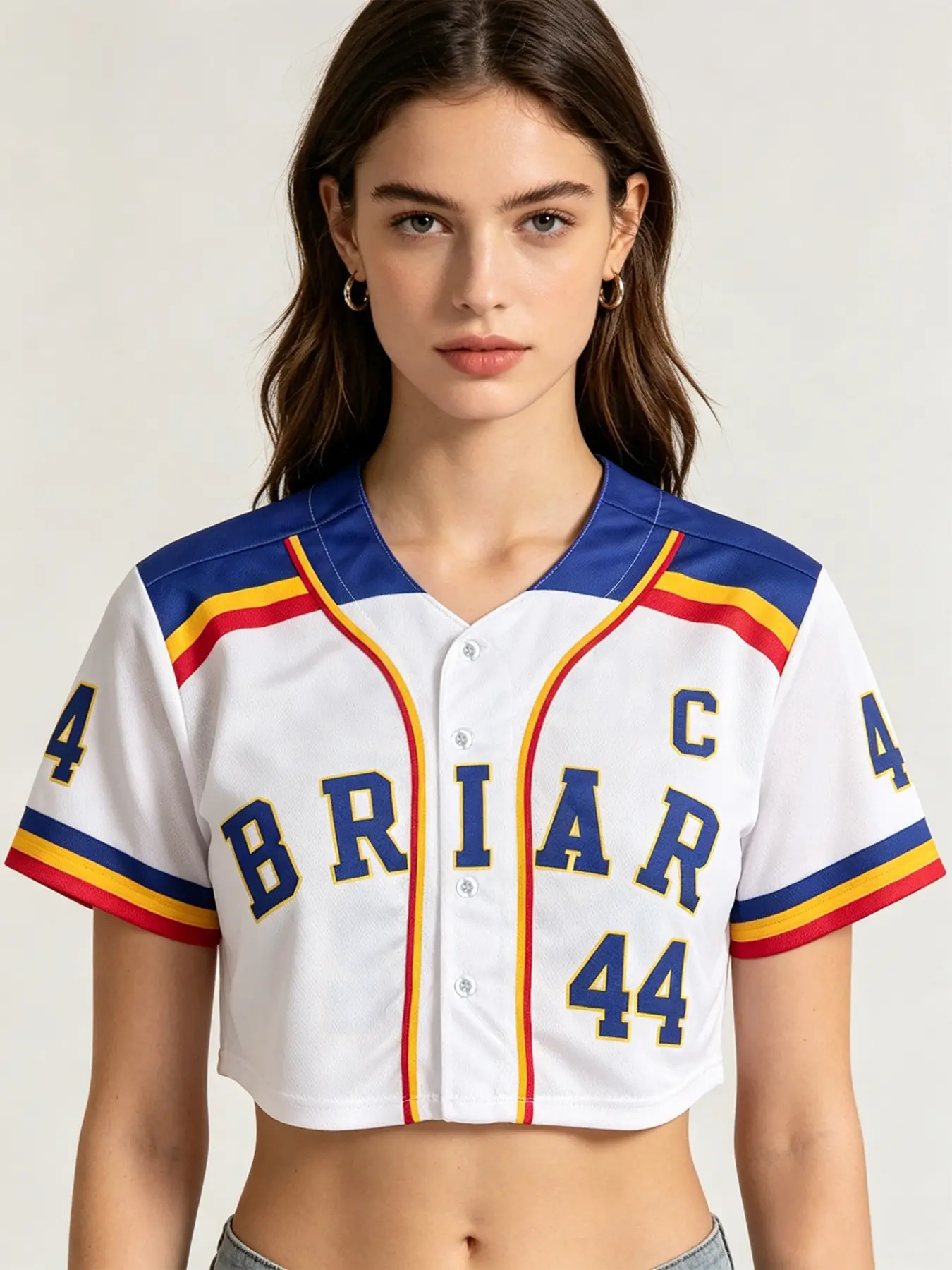 Women's Breathable Button Down Cropped Baseball Jersey BRIAR 44 66 Printed Casual Streetwear Crop Shirt Casual Sports Jersey