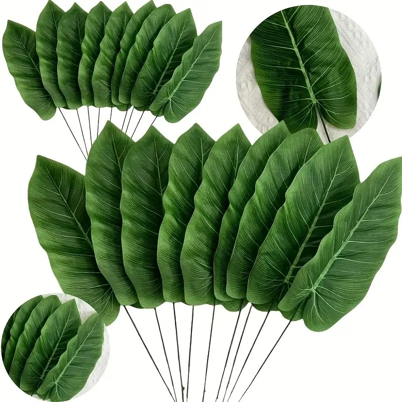 30pcs Handmade Oak Leaf Banana Leaf Palm Branches, High-Quality Artificial Indoor Decorations for Home, Wedding, Valentine's Day, Christmas, Thanksgiving, Decorative Fake Indoor Plants