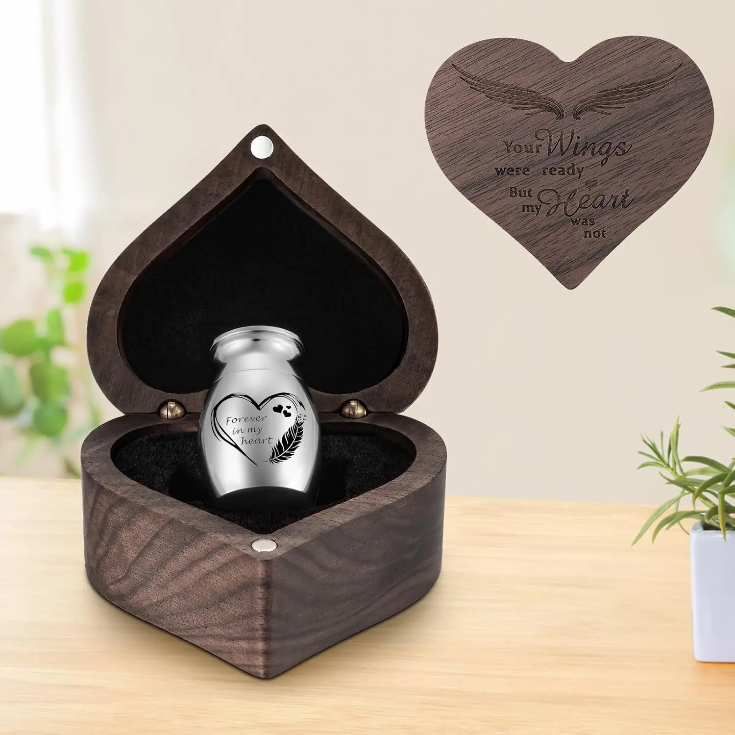 Small Heart-Shaped Keepsake Urns for Human Ashes, Mini Cremation Urns for Women and Men, 1.2 Inches Memorial Funeral Urn - Forever in My HeartGift