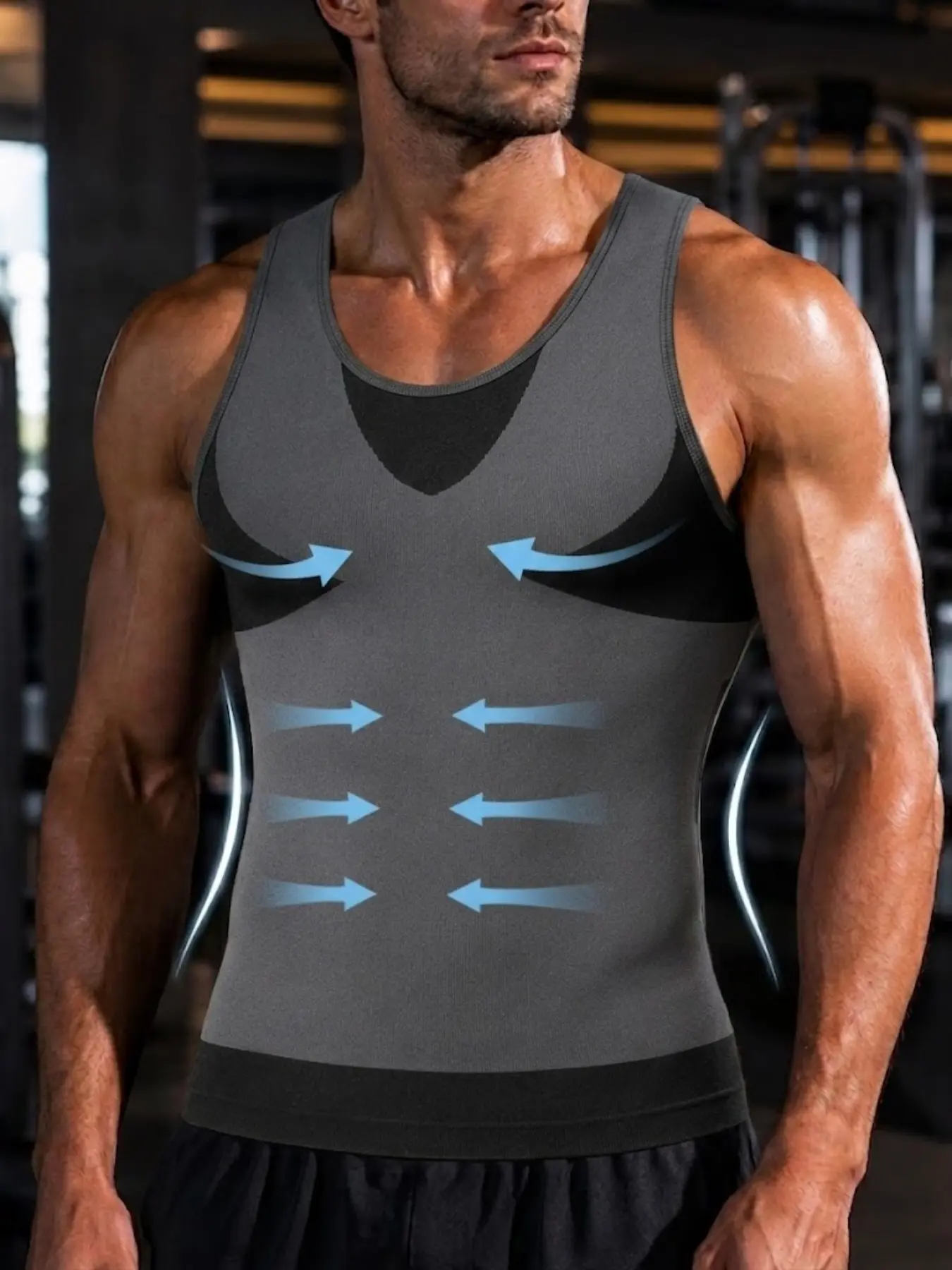 Men's Body Shaper Slimming Shirt, Compression Shirt, Shapewear, Shapewear Vest, Tank Top Undershirt, Tummy Control Shaperwear Tops, Waist Trainer, Shaping Waistwear, Sporty Waist Slimmer, Suitable For Daily Or Sports