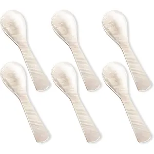 6 Pcs Caviar Spoons Set, 3.54 Inch Mother of Pearl Spoon, Hand Craft Shell Spoon with Handle, Caviar Serving Scoop for lce Cream, Egg, Coffee, Salt, Sauce