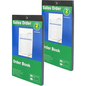 Sales Order Book 2-Part Carbonless Form White Canary 4-3/16x7-3/16 Inches 50 Sets per Book Ideal for Keeping Proper Records of Orders and Sales (2Packs)