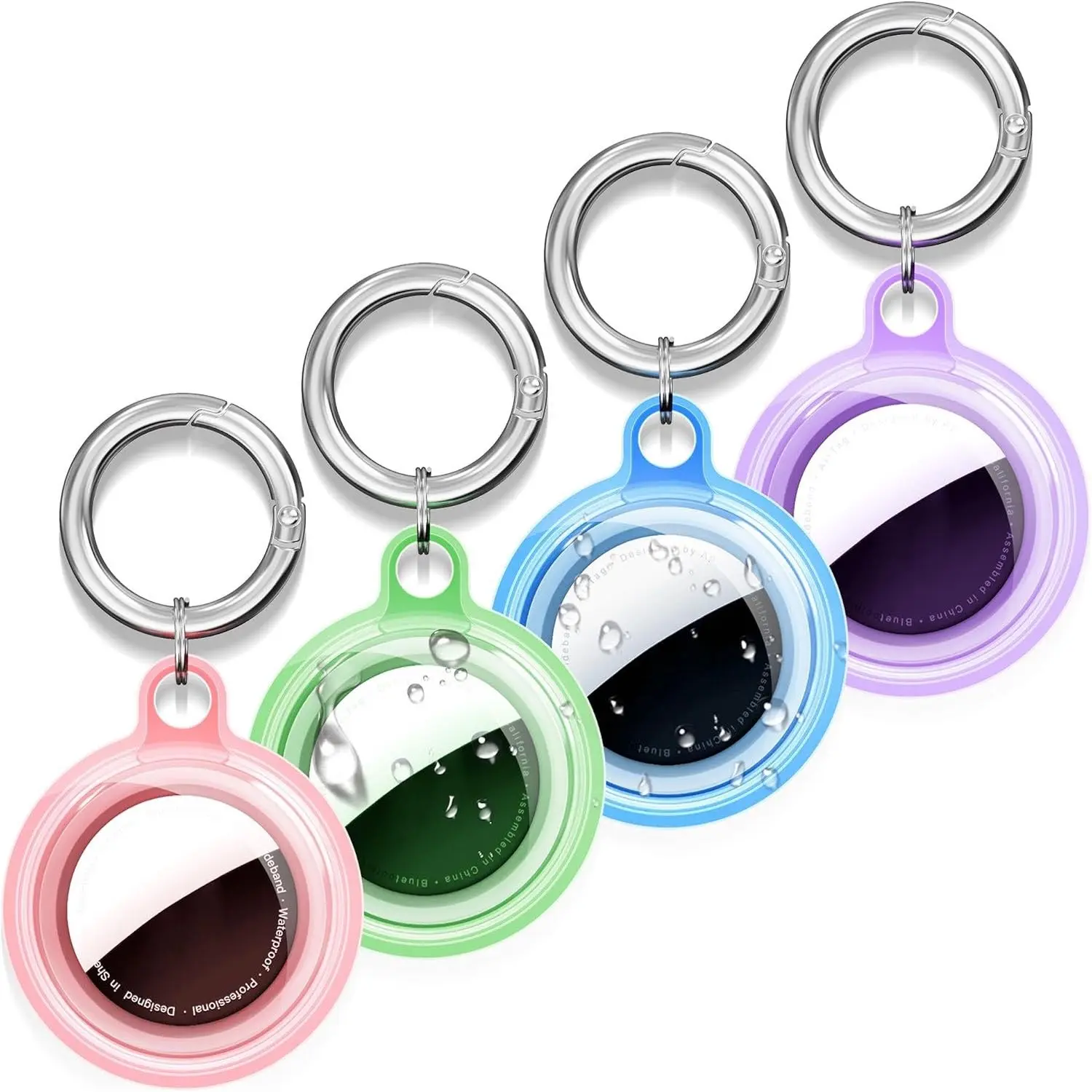 4 Pack Case for Apple Airtag Holder with Keychain, Waterproof & Anti-Scratch, Compatible with Airtag 2nd & 1st Gen, Accessories for Keys, Bags, Pet